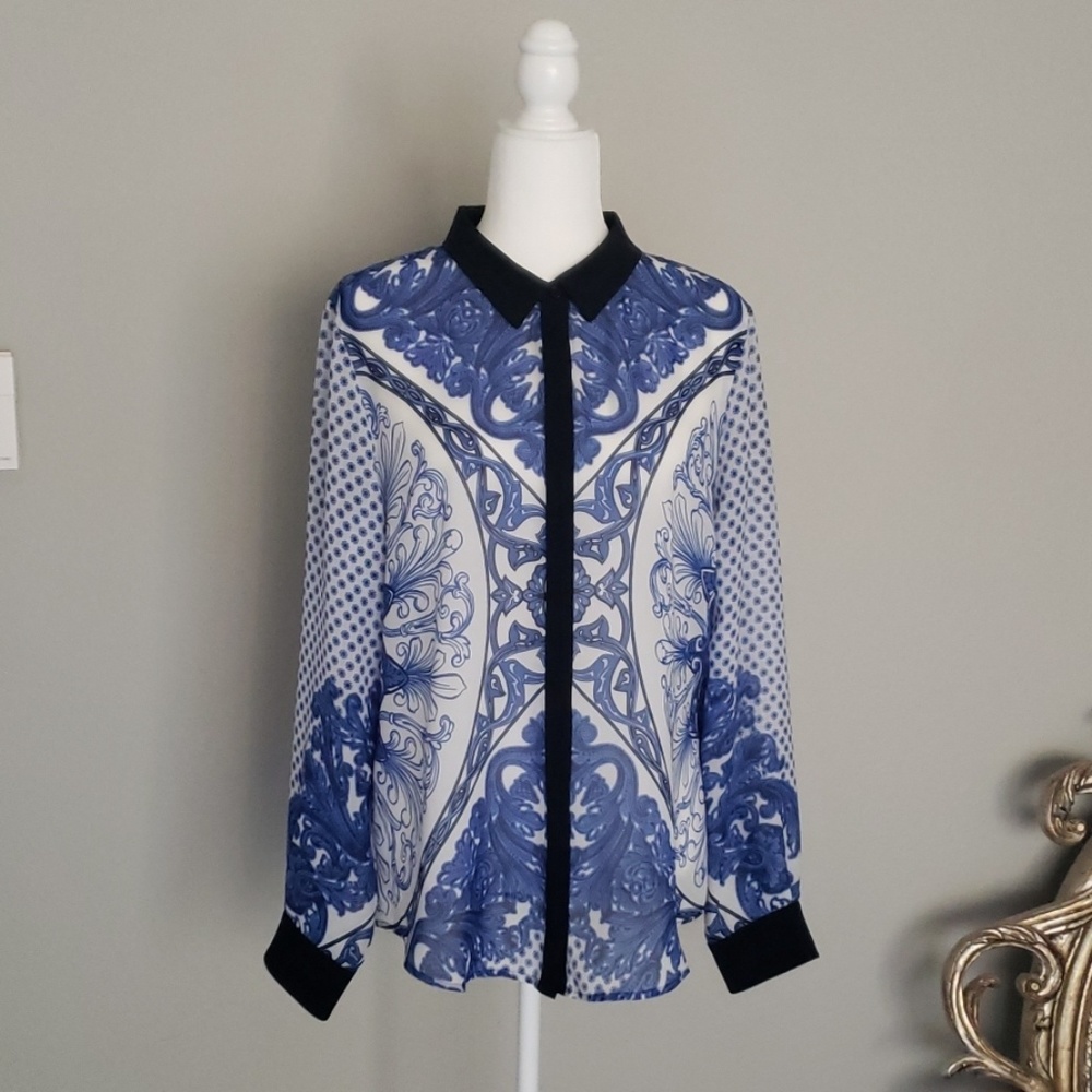 Ivanka Trump Sheer Long Sleeve Blouse